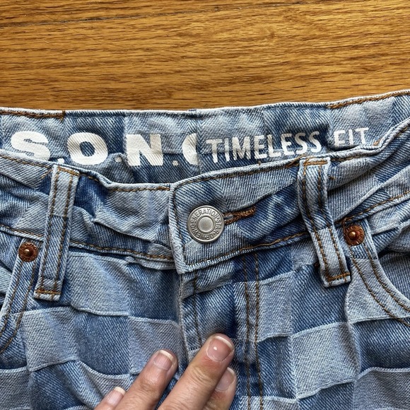 Song Jeans Women's Checkered Blue Jeans Size 5/27 Timeless Fit Boho - Picture 4 of 7